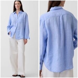 GAP women's 100% linen boyfriend shirt Size XL TG blue breathable spring summer